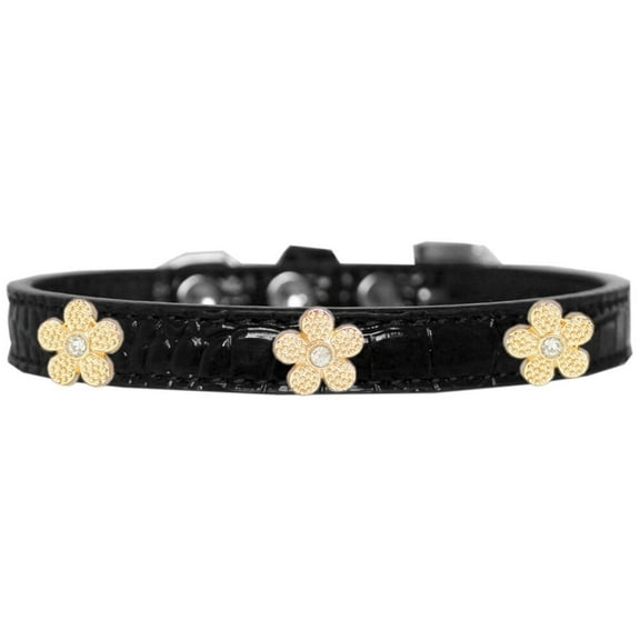 Dog, Puppy Pet Designer Croc Widget Collar, "Gold Flowers"