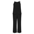 thumbnail image 3 of QATAINLAV 2 Piece Sets for Women Summer Casual Linen Suit Cutout Halter Sleeveless Top Matching Wide Leg Pants Lounge Set 2024 Tracksuit with Pockets Deal 0f The Day Prime Today Black M, 3 of 9