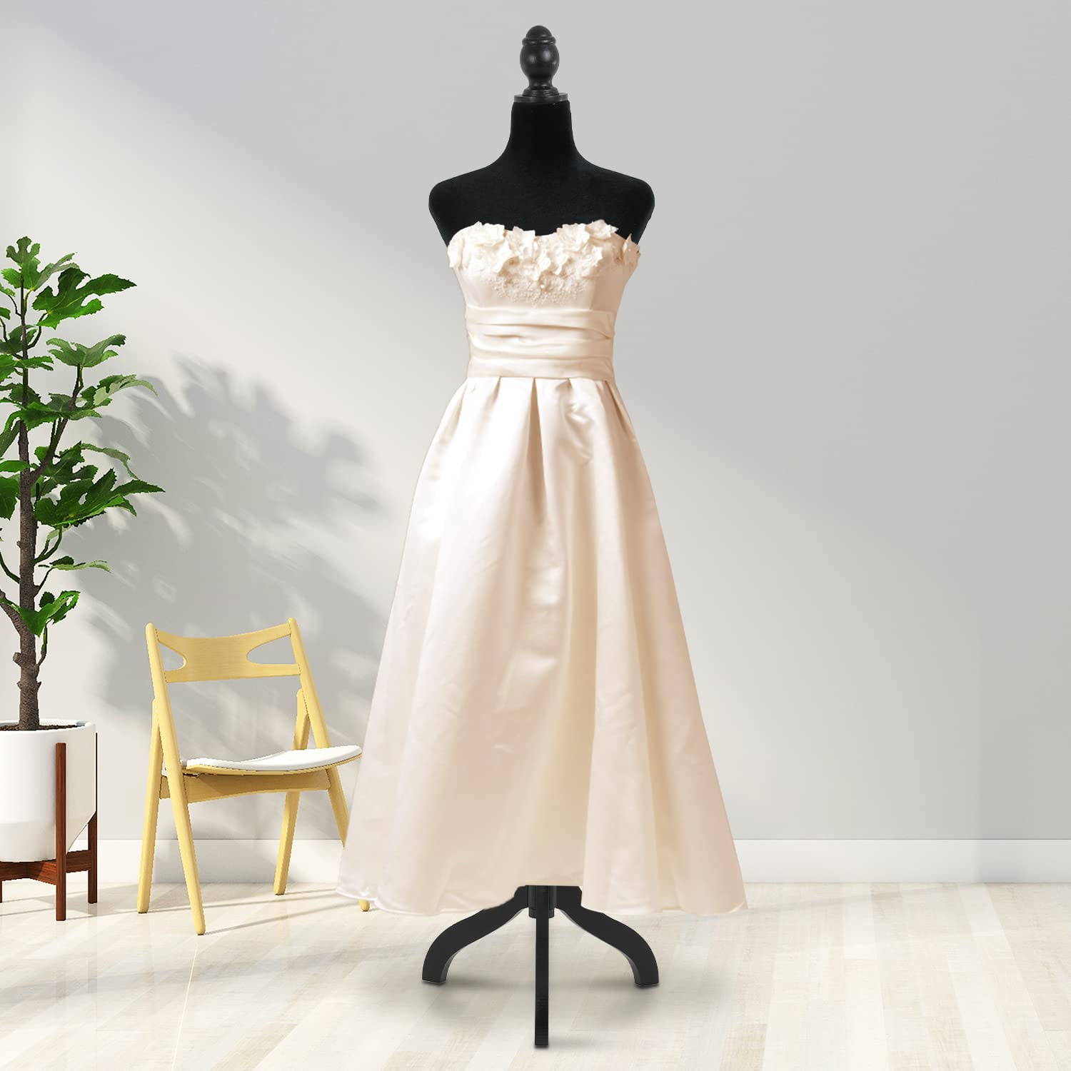 Female Mannequin Torso Mannequin Body Dress Form Mannequin Height Adjustable 49.6-63.4 Inch with Wooden Tripod Stand for Window Display Store Dress Jewelry Display Sewing (Black)