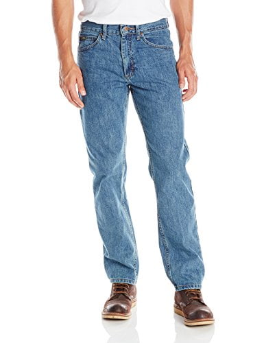 Lee Jeans Mens Regular Fit Pants Straight Leg Pant Trousers Denim Stonewashed 