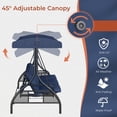 thumbnail image 4 of TLSUNNY 3-Seat Outdoor Converting Canopy Swing Glider, Patio Hammock Lounge Chair, Foldable Cup Holders, Adjustable Shade, Removable Cushions, for Porch, Backyard, 4 of 10