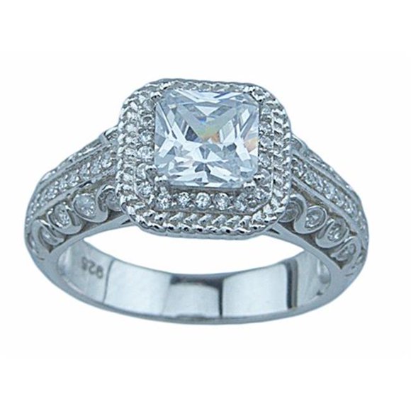 Sterling Couture r7018 1.25 Carat Double Prong Sterling Couture 925 Silver Engagement Ring - Size 5