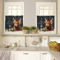 thumbnail image 4 of Snowflake Highland Cow Kitchen Curtains and Valances Set, Candle Pine Tree Merry Christmas Rod Pocket Window Valance 18 Inch Window Curtain Panels for Living Room Bedroom Laundry, 27.5x24in, 3 Pieces, 4 of 7