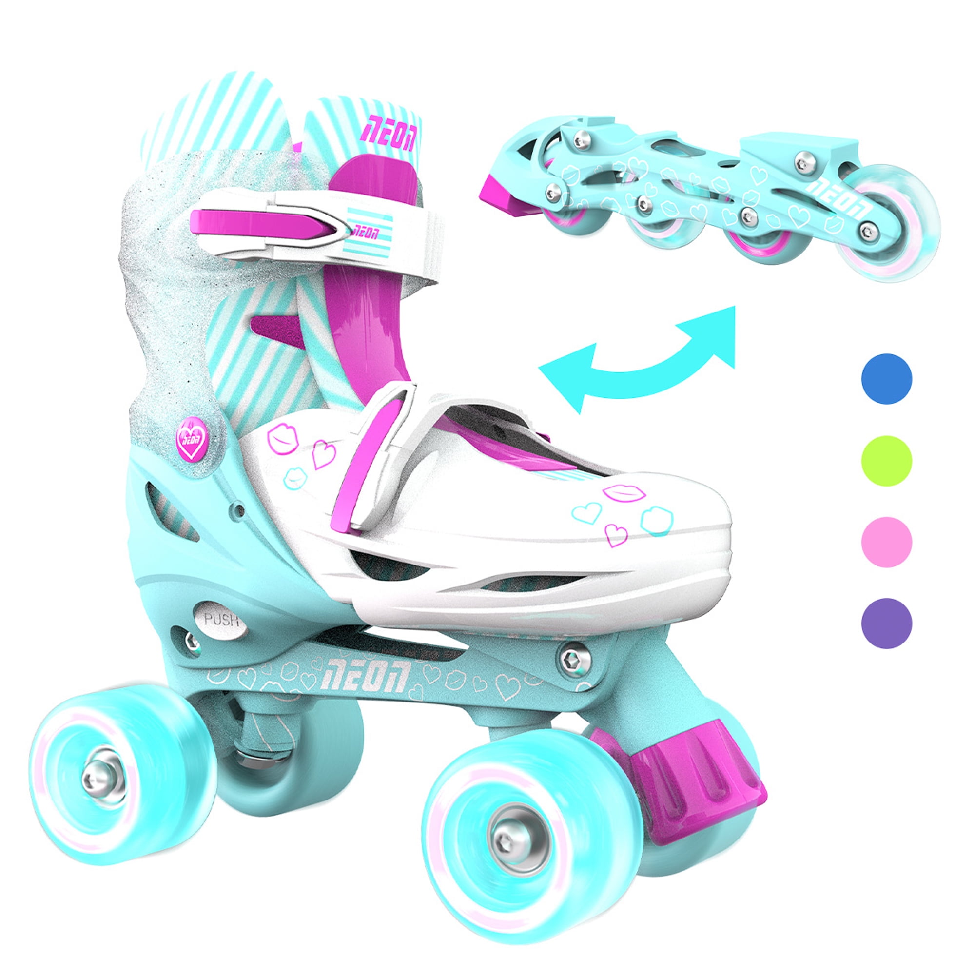 De layout Uitvoerder Luipaard Neon Combo 2-in-1 Child Skates Inline and Quad - Girls, Size 3-6, One Pair,  Pink/ Green - Walmart.com