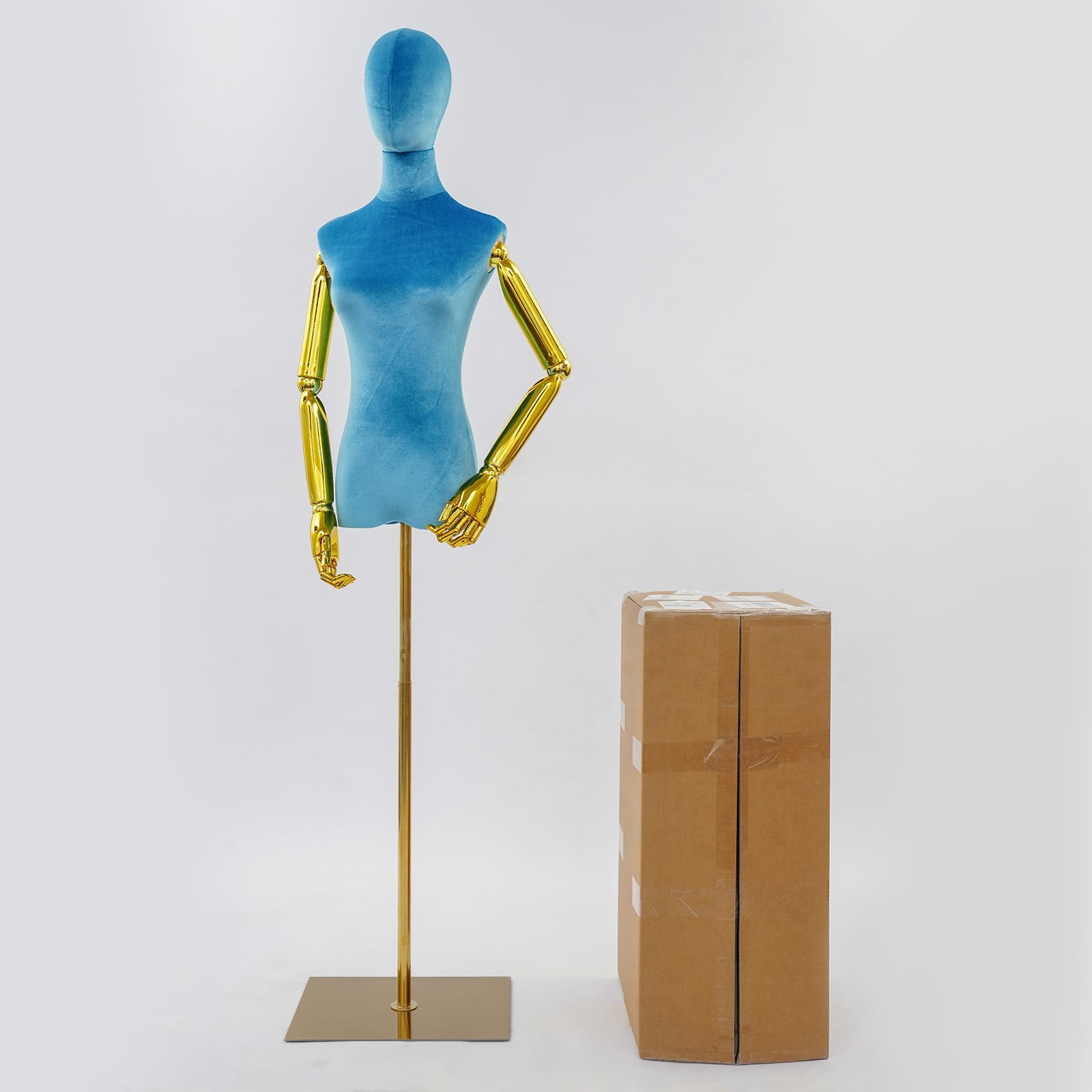 Dress Form Female Mannequin with Adjustable Arms and Square Base