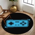 thumbnail image 2 of Round Rugs 5Ft, Blue Game Handle Round Area Rug Washable Indoor Throw Carpet, Video Gamer Console Earphones Black Soft Non Slip Circle Rug for Cabinet Bathroom Home Decor Aesthetic, 2 of 8