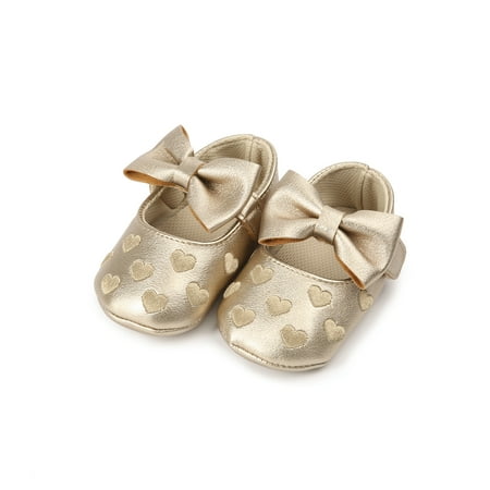

Arvbitana Baby Girls Bowknot Moccasins Soft Sole Crib Shoes Anti-slip Prewalker Solid Shoes