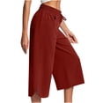thumbnail image 1 of ameIAEA Womens Wide Leg Capri Pants Elastic Waist Drawstring Cropped Trousers with Pockets, 1 of 6
