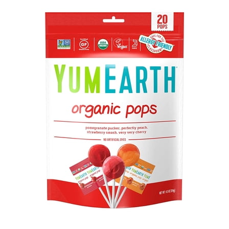 YumEarth, Organic Fruit Pops Lollipops, 4.2 oz, 20 Ct