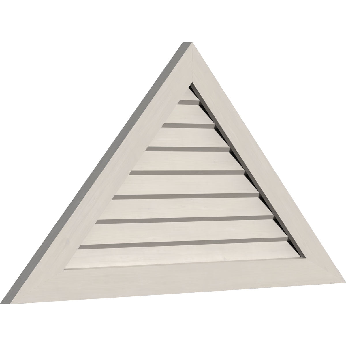 84"W x 42"H Triangle Gable Vent (96 1/8"W x 48"H Frame Size) 12/12 Pitch: Primed, Non-Functional, Smooth Pine Gable Vent w/ Decorative Face Frame