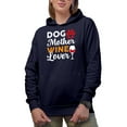 thumbnail image 2 of Dog Mother Wine Lover with Paw & Wine Glass, Navy Blue Hooded Sweatshirt or Hoodie, XL, 2 of 5