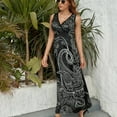 thumbnail image 6 of Black Paisley Pattern Womens Night Club Maxi Dress V Neck Sleeveless Bohemia Long Dresses, 6 of 9