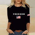 thumbnail image 2 of Freedom Shirt for Women, Women's Freedom Tshirt Unisex Crewneck 3/4 Sleeve Letter Print Graphic Tees Shirts, 2 of 4