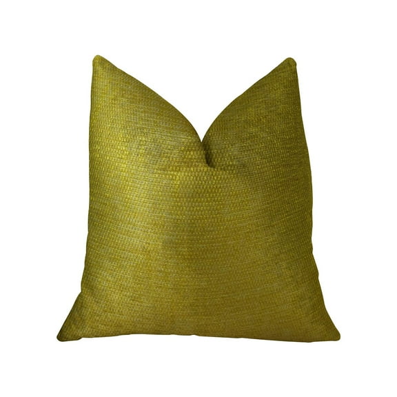 Plutus Deep Lemon Grass Metallic Citrine & Gold Handmade Luxury Pillow - 20 x 30 in. Queen