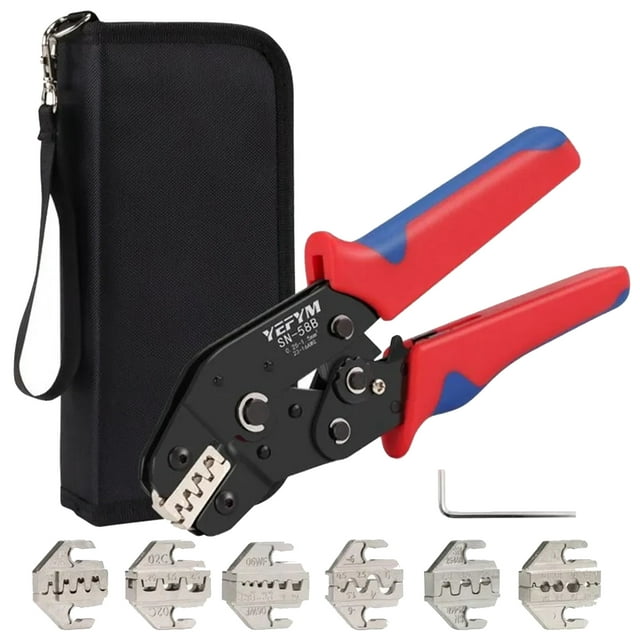 Kit d'Outils de Criblage avec Sac Pinces à Cliquet avec 6 Mèches Interchangeables, Crabe Réglable