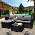 thumbnail image 7 of Walsunny 3 Pieces patio furniture set, Rattan Wicker Outdoor Conversation Set with Cushions and Glass Tabletop,Gray, 7 of 7