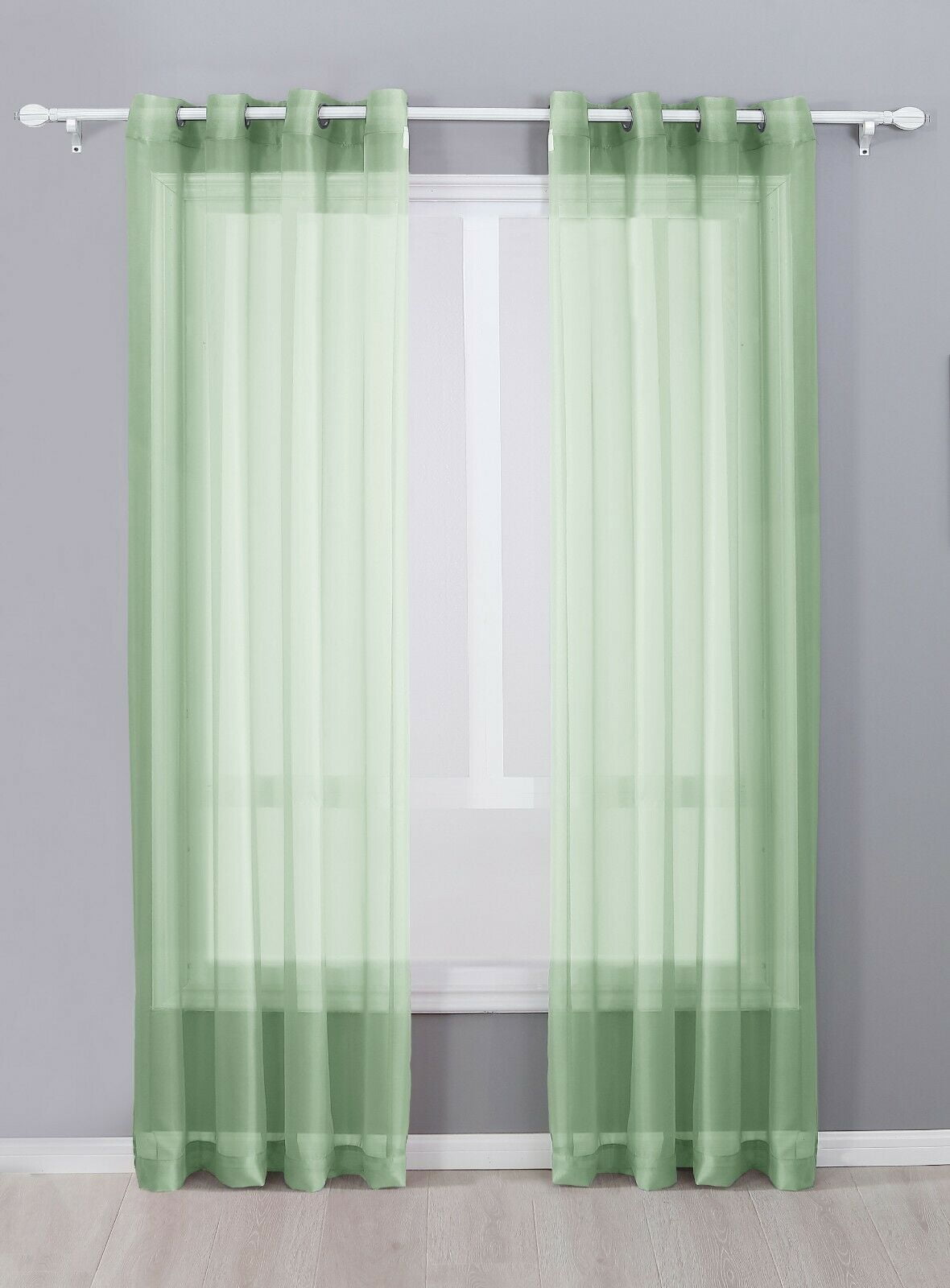 2 Piece Sheer Voile Grommet Top Window Curtain Panel Drapes Many Sizes