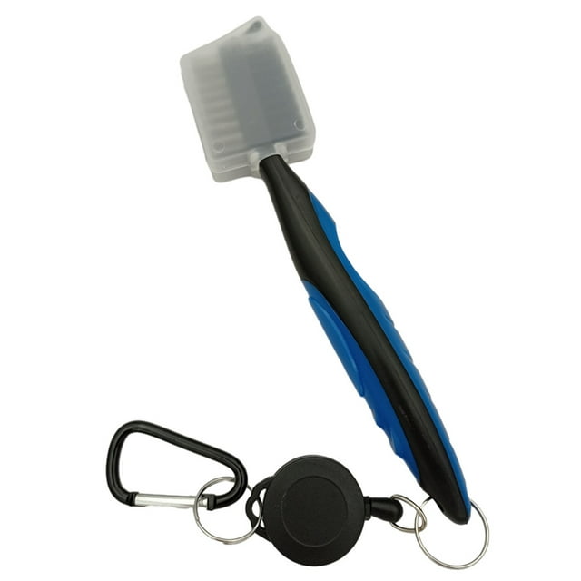 serony Golf Club Brush Replacement Solid Color Double-sided Ball Shoe Brushes Cleaning Tool Accessories with Carabiner Blue with Lid 1Set