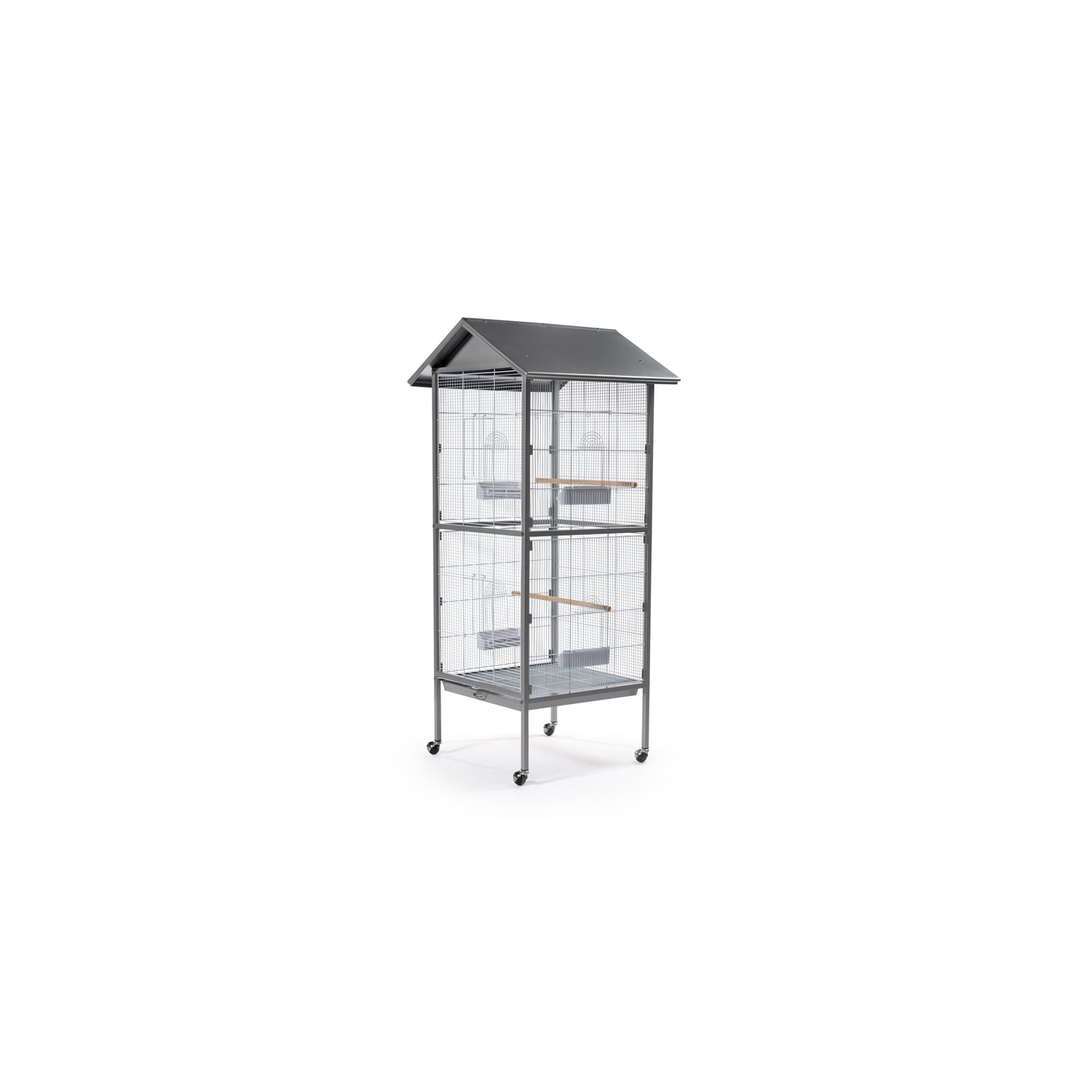 HomeStock Renaissance Romance Charming Bird Cage with Elegant Design, Intricate Details, and Spacious Interior for Birds-Color:Gray,Size:23.63"L x 23.5"W x 65.5"H