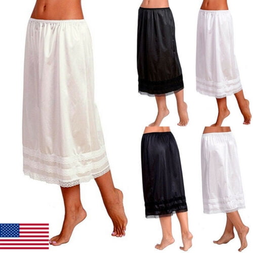 Women Maxi Dress Prom Slip Petticoat Half Satin Waist Long 36” Underskirt 36" 