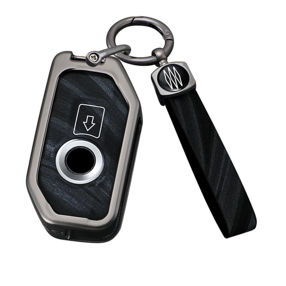 Key Fob Cover Compatible with BMW Motors R1250GS R1200GSLC R1200RSLC R1600GSLC F850GS K1600GT K1600GTL K1600 Grand Accessories Metal Brushing Leather Smart Key Case-Brushing Gray(E Type)