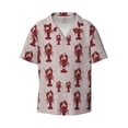 thumbnail image 3 of Cauagu Red Lobster With Claws Men's Short Sleeve Button Down Hawaiian Shirt for Men Bowling Shirts Casual Summer Beach Shirt,X-Large, 3 of 6