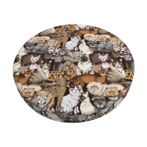 Logiee Cut Cats Print Stool Covers Round,Bar Stool Covers,Watedrproof Stool Slipcover with Elastic,Stool Cushion,Round Bar Stool Seat Covers for Bar Round Chair-12 inch