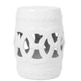 thumbnail image 6 of JERFIT 17 Inch White Ceramic Drum Stool, Garden Stool Side Table with Cut-Out Design for Patio, Balcony, Living Room Indoor Outdoor Use, 6 of 10