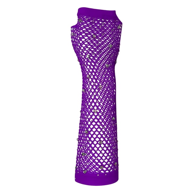 Gants Sans Doigts pour Femmes, Gants Courts en Maille Fête Punk Demi-Doigts en Maille Extensible Gants Diamant Couleur, Accessoires de Mode Automne Hiver