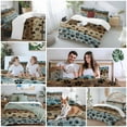 thumbnail image 6 of Animal Paw Print Twin Size Comforter Set, Dog Claws Pattern Brown Blue Wooden Striped Bedding for All Seasons, 4 Pcs Bed Set, 1 Quiltcover (68"x86") ,1Sheet(67"x116"), 2Pillowcases (30"x20"), 6 of 9