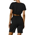 thumbnail image 3 of GORHGORH Women's 2 Piece Outfits Casual Summer Solid Color Short Sleeve Cropped Tops Shorts, 3 of 3