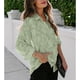 thumbnail image 3 of Blusa Manga Larga Solapa Con Botones Estampado Floral Tops Casuales De Moda Para Mujer Verde L, 3 of 6