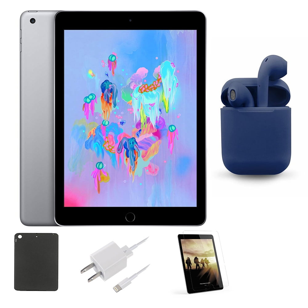 Restored | Newest OS | Apple 9.7-inch iPad | Wi-Fi Only | 32GB | Space Gray  | Bundle: Pre-Installed Tempered Glass, Rapid Charger, Bluetooth/Wireless  