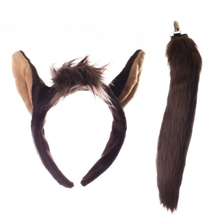 Wildlife Tree Plush Brown Chestnut Horse Ears Headband and Tail Set for Horse Costume, Cosplay or Farm Party Costumes