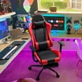 thumbnail image 2 of Vineego High-back Recliner Gaming Chair Swivel Office Chair PU Leather Adjustable Height Racing Style Computer Chair with Lumber Support Ergonomic Gaming Chair with Headrest and Footrest(Red), 2 of 8