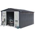 thumbnail image 4 of Royard Oaktree Metal Storage Shed, 6 X 8 Ft Large Tool Shed with Lockable Double Doors and Latch, All-weather Outdoor Storage Shed with Air Vents for Patio, Garden, Backyard, Lawn, Dark Grey, 4 of 5