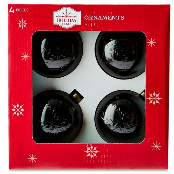 4 Count Brown Etched Snowflake Christmas Ball Ornaments, 4", by Holiday Time