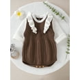 thumbnail image 4 of Qmyliery Infant Baby Girls Knit Rompers, Long Sleeve Crew Neck Ruffle Snap  Jumpsuits for Spring Autumn, 4 of 9