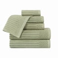 thumbnail image 2 of Superior Soho Ribbed Cotton 6-Piece Assorted Towel Set, Sage, 2 of 9