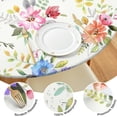 thumbnail image 4 of 44in Round Tablecloth with Elastic Edge, Waterproof Fitted Table Cover for 36-44" Tables, Floral Theme Polyester Reusable Table Cloths Wipe Clean for Picnic, Dining, Outdoor Use and Party Decor, 4 of 7