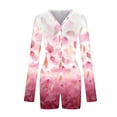 thumbnail image 4 of Lilgiuy Long Sleeve One Piece Bodysuit V Neck Bodycon Floral Print Shorts Stretchy Pajama Playsuit Rompers Jumpsuit for Work Office Business, 4 of 5