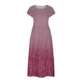 thumbnail image 4 of CHOK Robe pour Femme Grande Taille Décontractée à Manches Courtes, Col Rond, Coupe Ample, Robe d'Été Unie en Lin, Midi Ample et Confortable avec Poches, 4 of 5
