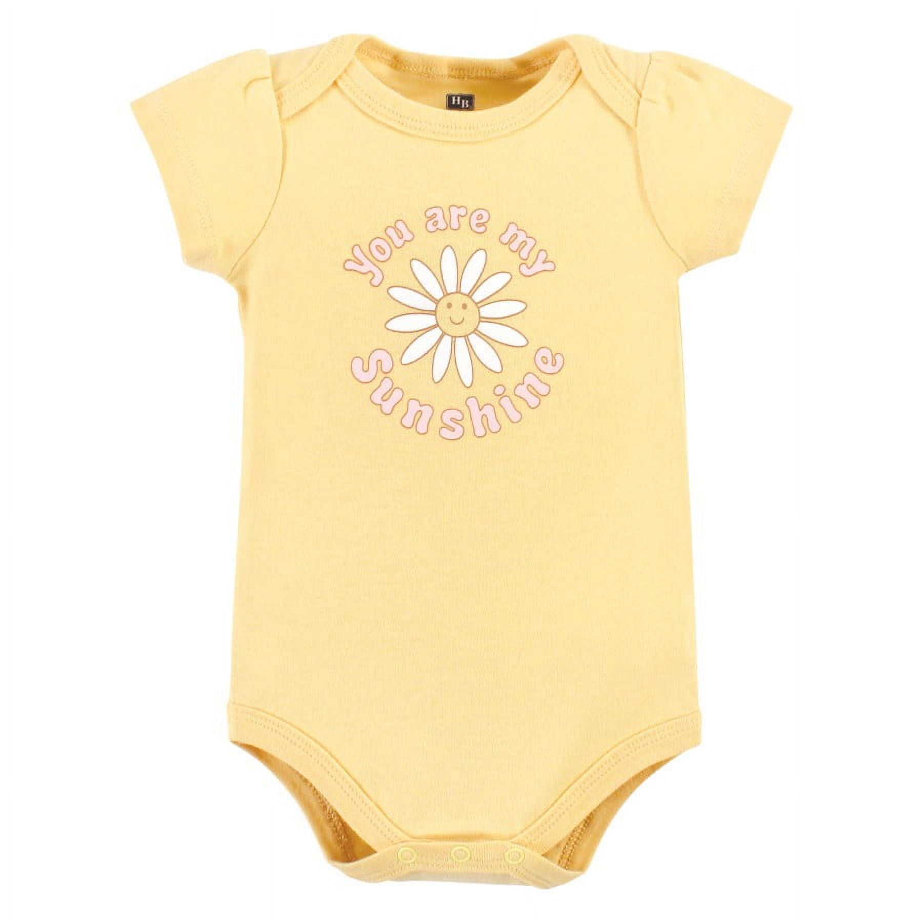 Hudson Baby Infant Girl Cotton Bodysuits, Peace Love And Flowers, 6-9 Months