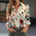 thumbnail image 2 of WTOBBY Botanical Print Women's Button Down Collar Blouse, Long Sleeve Casual Shirt Top with Regular Fit, Soft Fabric for Everyday Spring Summer Style,Multicolor M, 2 of 6