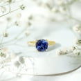 thumbnail image 4 of Rosec Jewels Lab Grown Blue Sapphire Engagement Ring (8 mm Cushion Cut, AAAA Grade) - Blue Sapphire Diamond Ring for Women, 18K Yellow Gold, US 8.50, 4 of 8