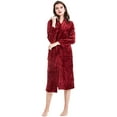 thumbnail image 3 of Womens Mens Fleece Robe Soft Plush Bathrobe Long Warm, 3 of 7