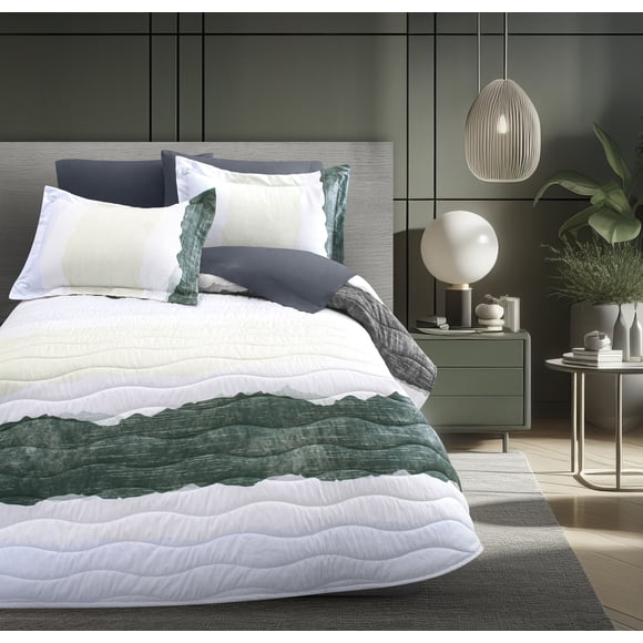 Colcha Kumico Verde Queen Size | Microfibra Ultrasuave