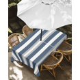 thumbnail image 3 of Blue Grey Stripe Outdoor Tablecloth with Umbrella Hole, Farmhouse Modern Art Striped Spillproof Waterproof Outdoor Table Cover, Patio Tablecloths for Party Picnic Camping, Rectangle 60"x102", 3 of 9