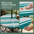 thumbnail image 5 of Round Outdoor Tablecloth with Umbrella Hole and Zipper, Teal Stripes Tablecloth with Elastic Waterproof, Modern Minimalist Horizontal Ombre Lines Patio Table Covers for 36" - 44" Picnic Pool Tables, 5 of 9