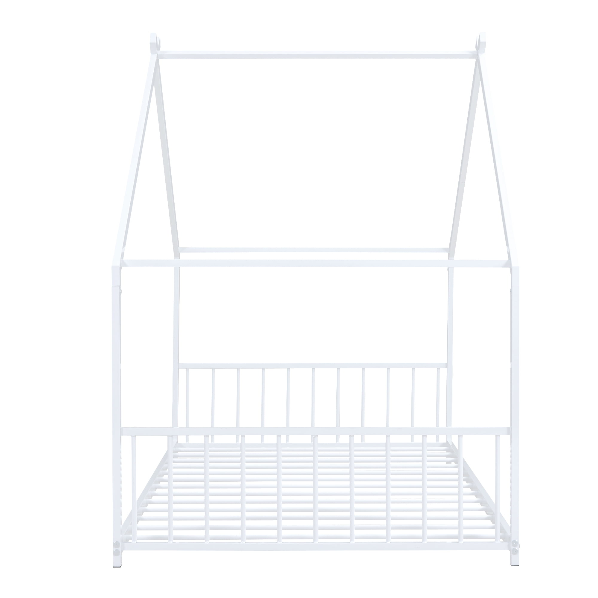 Harper & Bright Designs Twin Size Metal House Bed, White